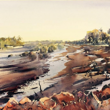 First-Light-at-the-Crossing-watercolour-julie-simmons